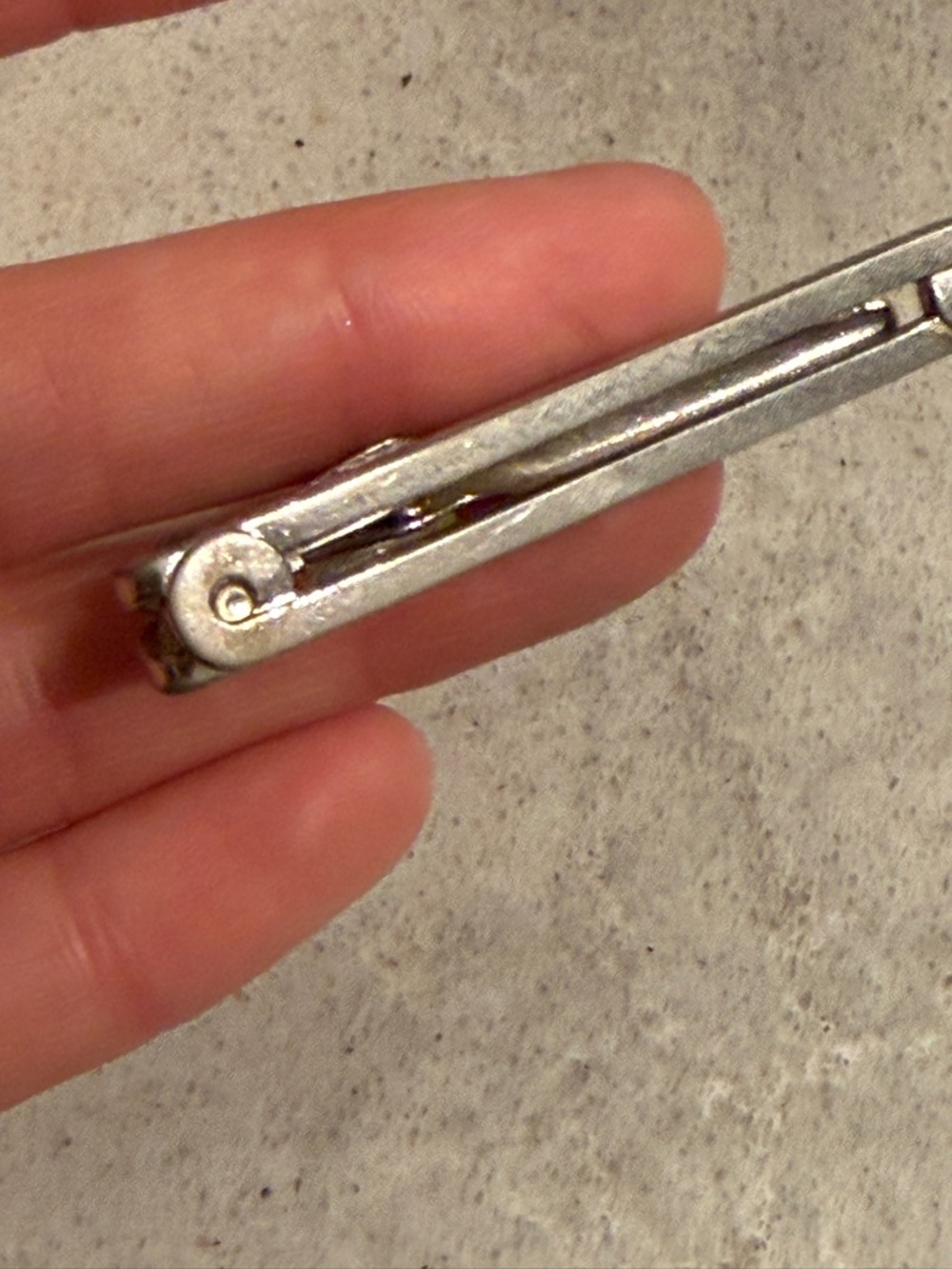 Vintage swank art deco Silver Metal Art Tie bar money clip